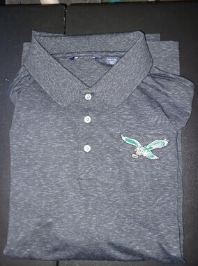 Philadelphia Eagles Polo Golf Shirt Big Mans 2XL Charcoal Heather 2X Embroidered